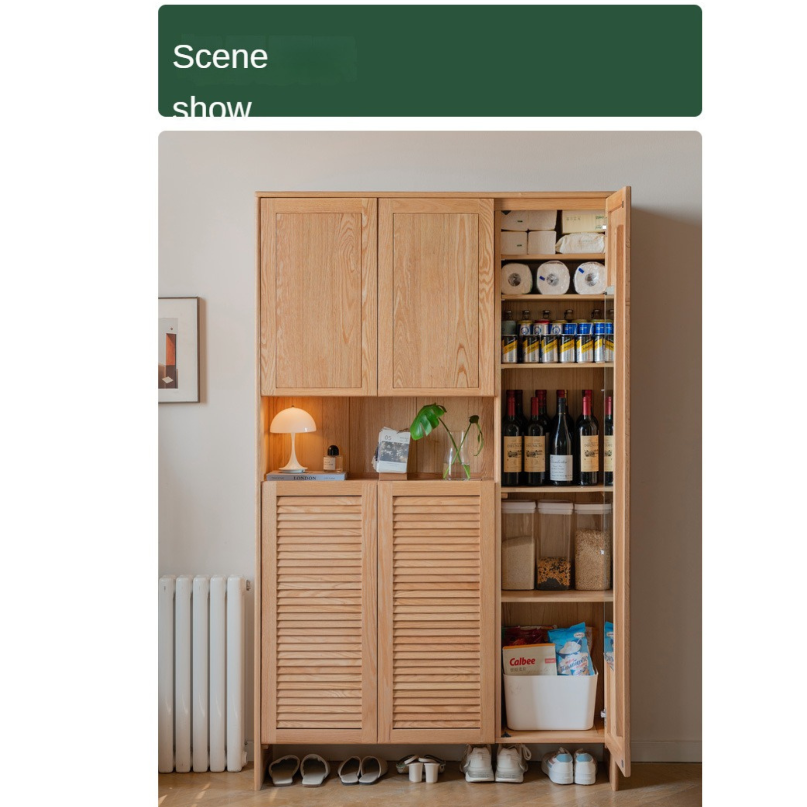 Oak, Ash Solid Wood Storage Locker Shoe Entrance Cabinet