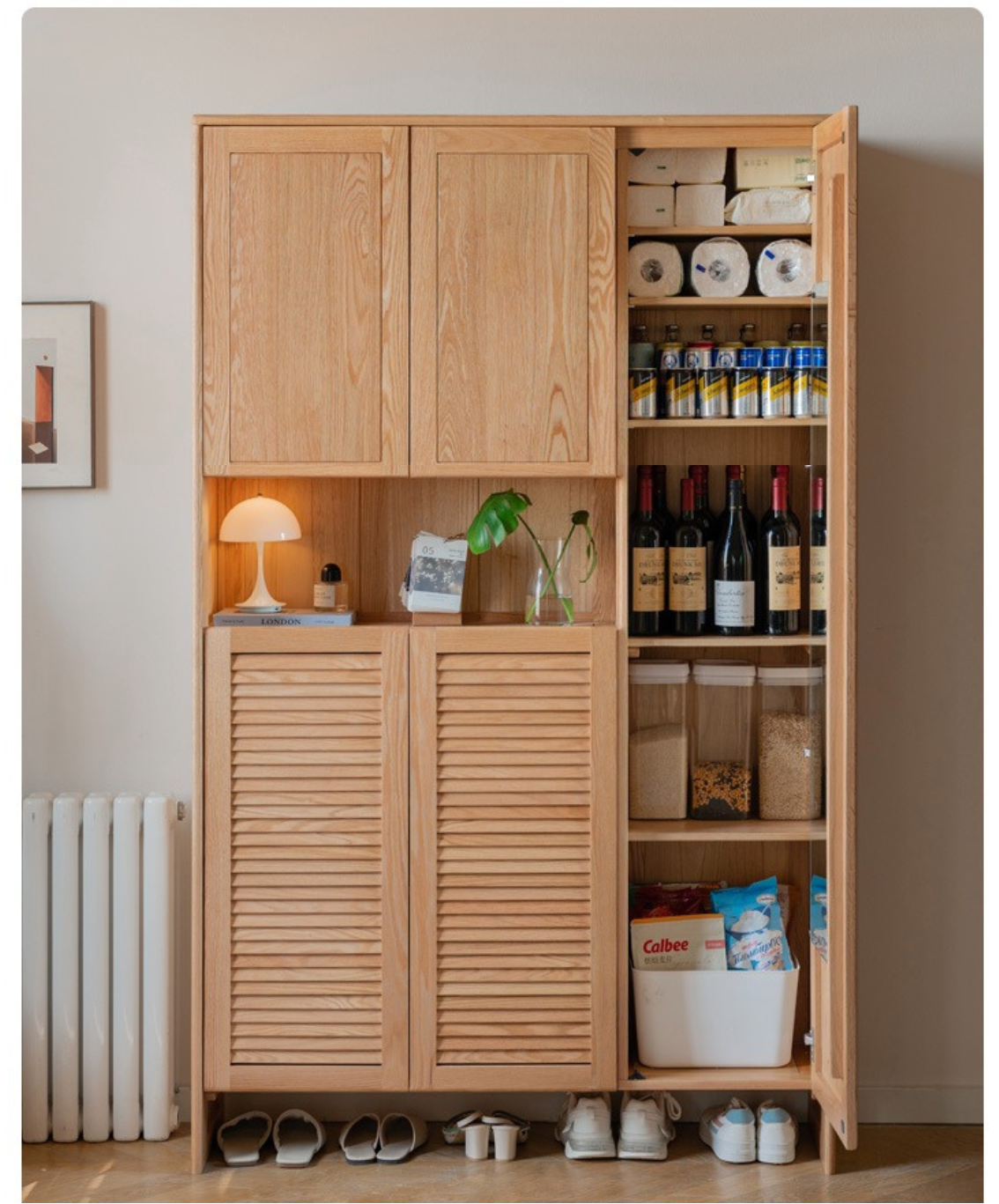 Oak, Ash Solid Wood Storage Locker Shoe Entrance Cabinet