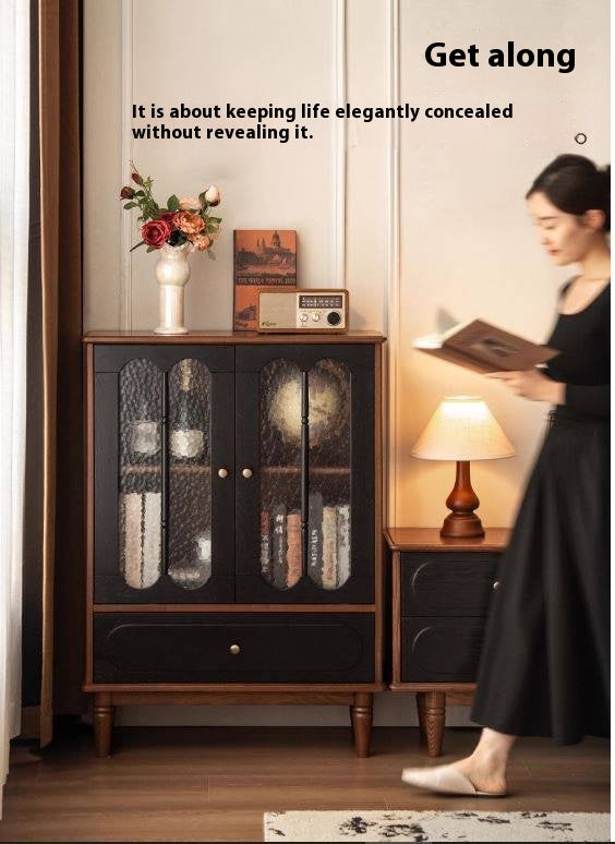 Ash Solid Wood French Retro Side Cabinet.