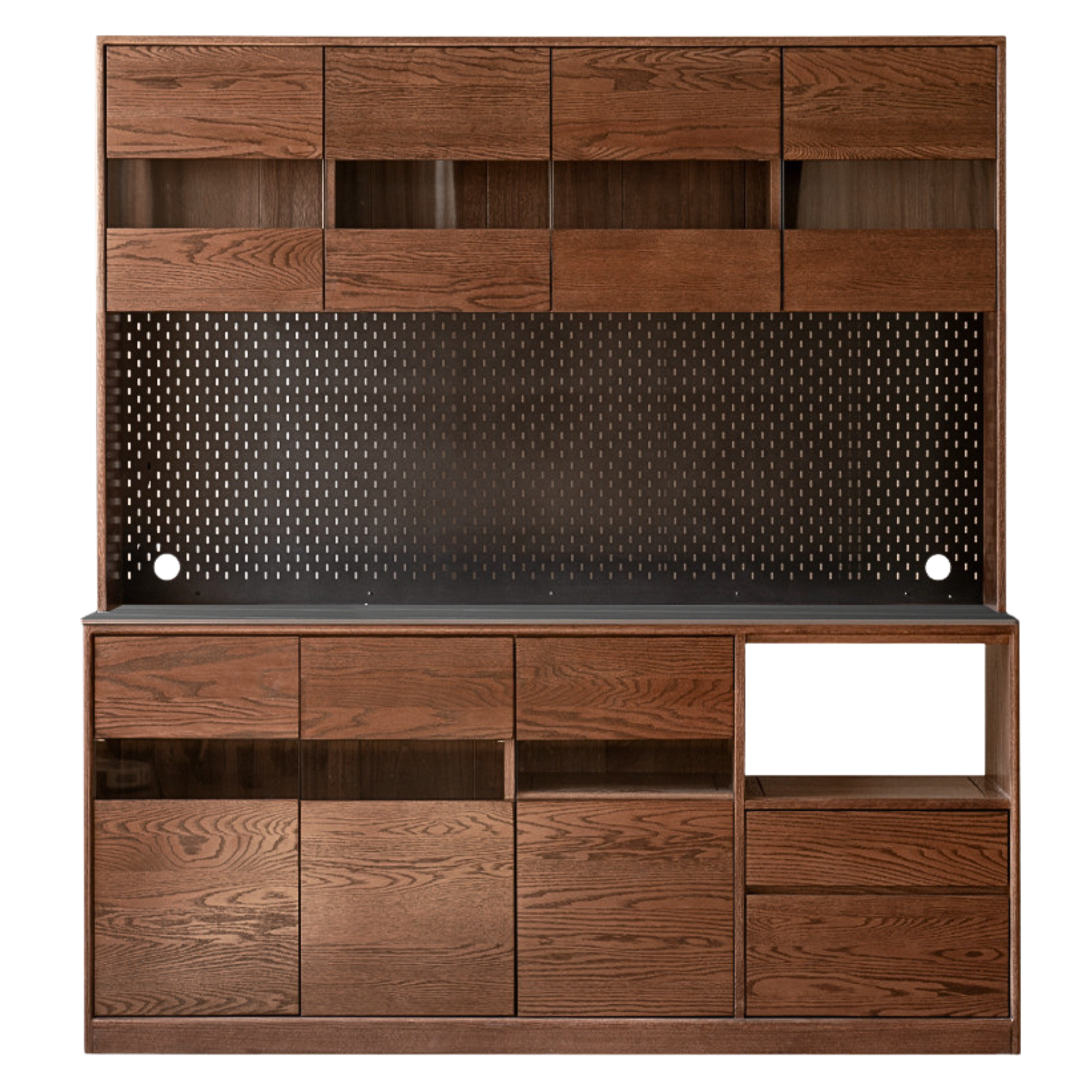 Oak Solid Wood Dining Storage Sideboard Against The Wall
