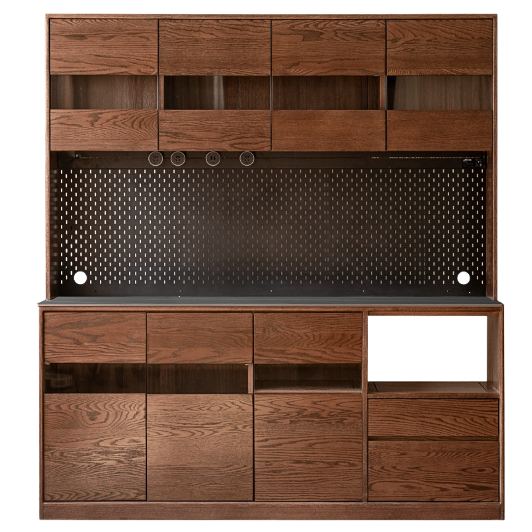 Oak Solid Wood Dining Storage Sideboard Against The Wall
