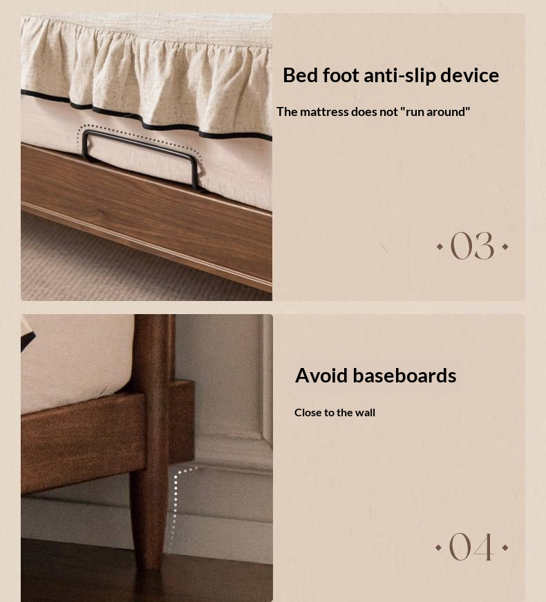 Black Walnut Solid Wood Genuine Leather Soft Bed