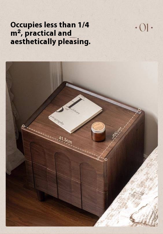Black Walnut, Poplar, Sandalwood Solid Wood Modern Simple Nightstand.