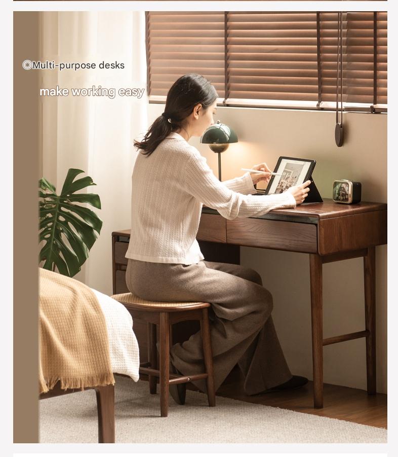 Oak Solid Wood Retractable Modern Dressing Table.