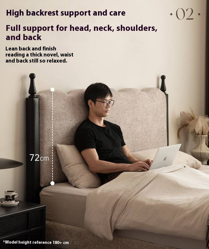 Fabric French Retro Soft Back Bed