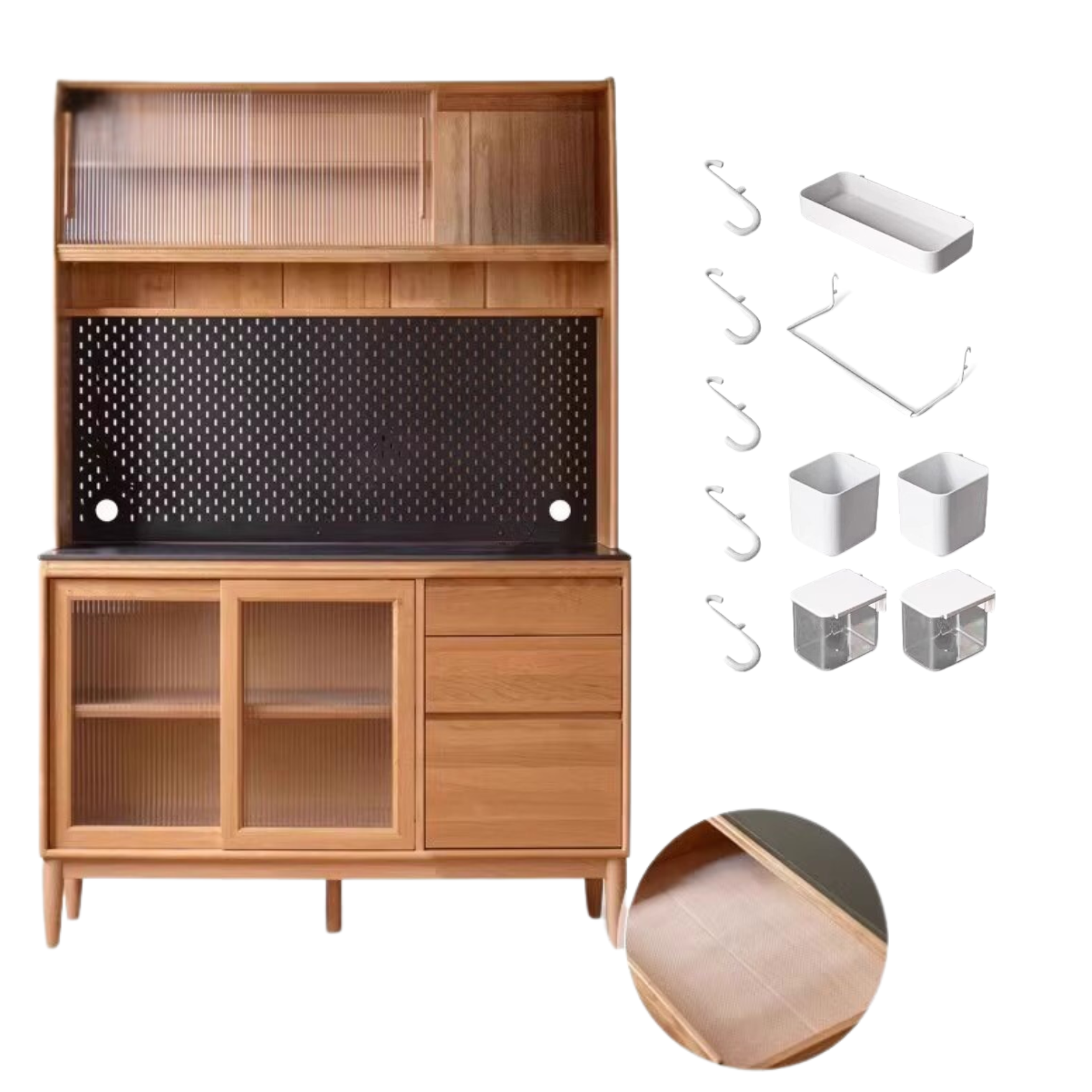 Cherry, Oak, Birch Solid Wood Rock Board Dining Cabinet Integrated High