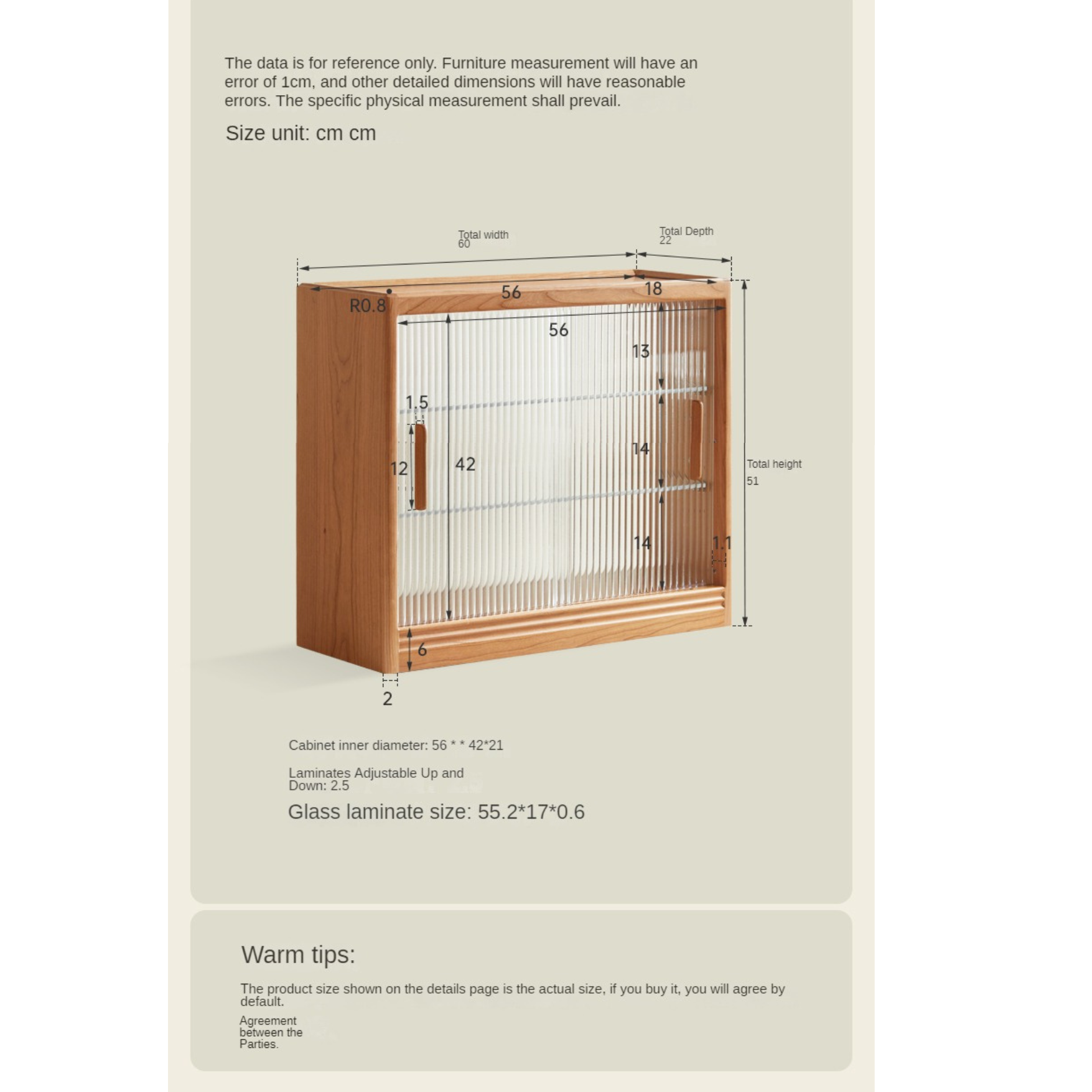 Cherry Solid Wood Glass Sliding Door Storage Cabinet.