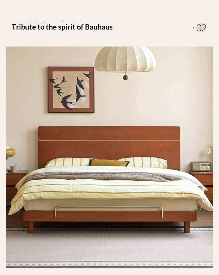 Poplar Solid Wood with High Headboard and Large Board Bed