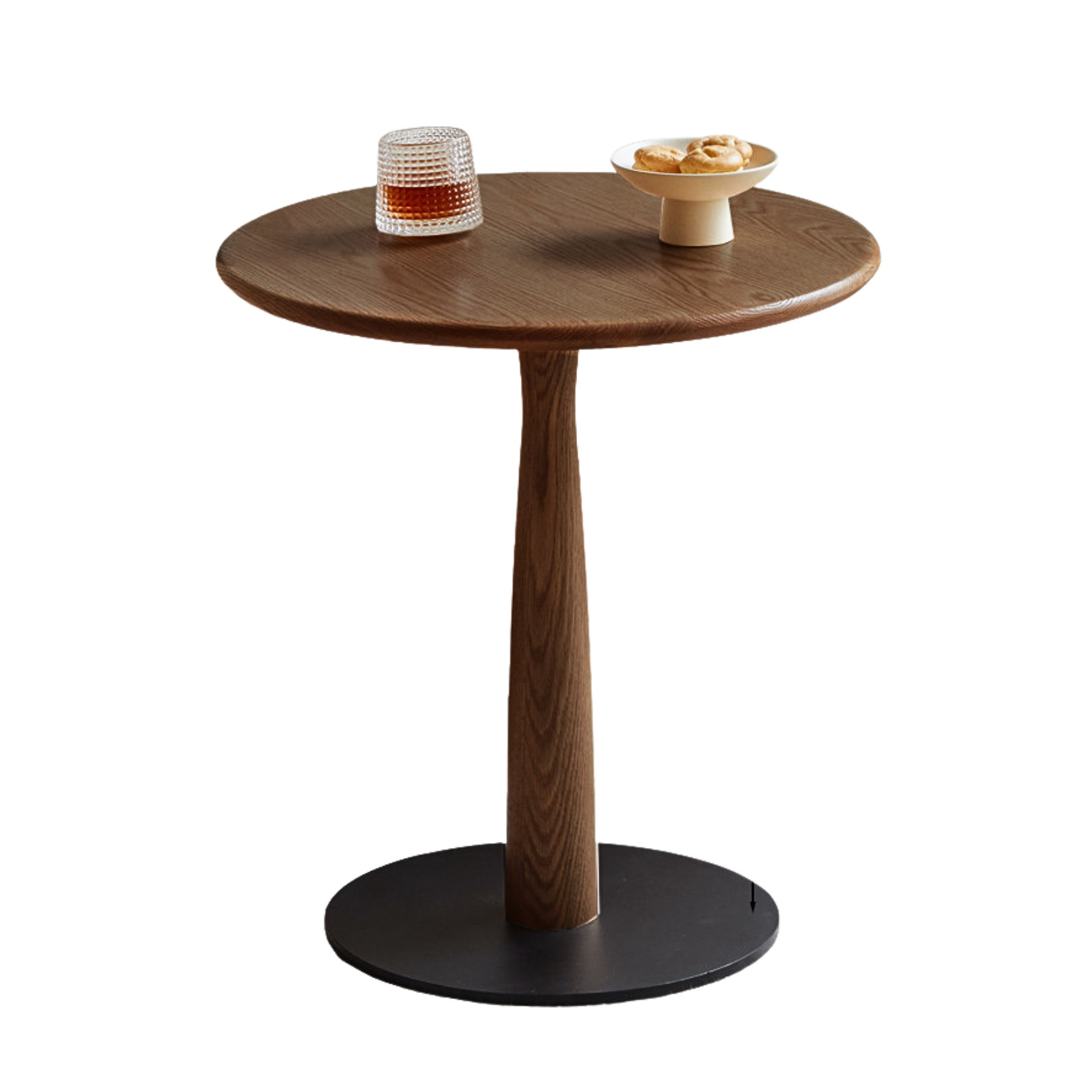Black Walnut, Oak Solid Wood Round Side Table
