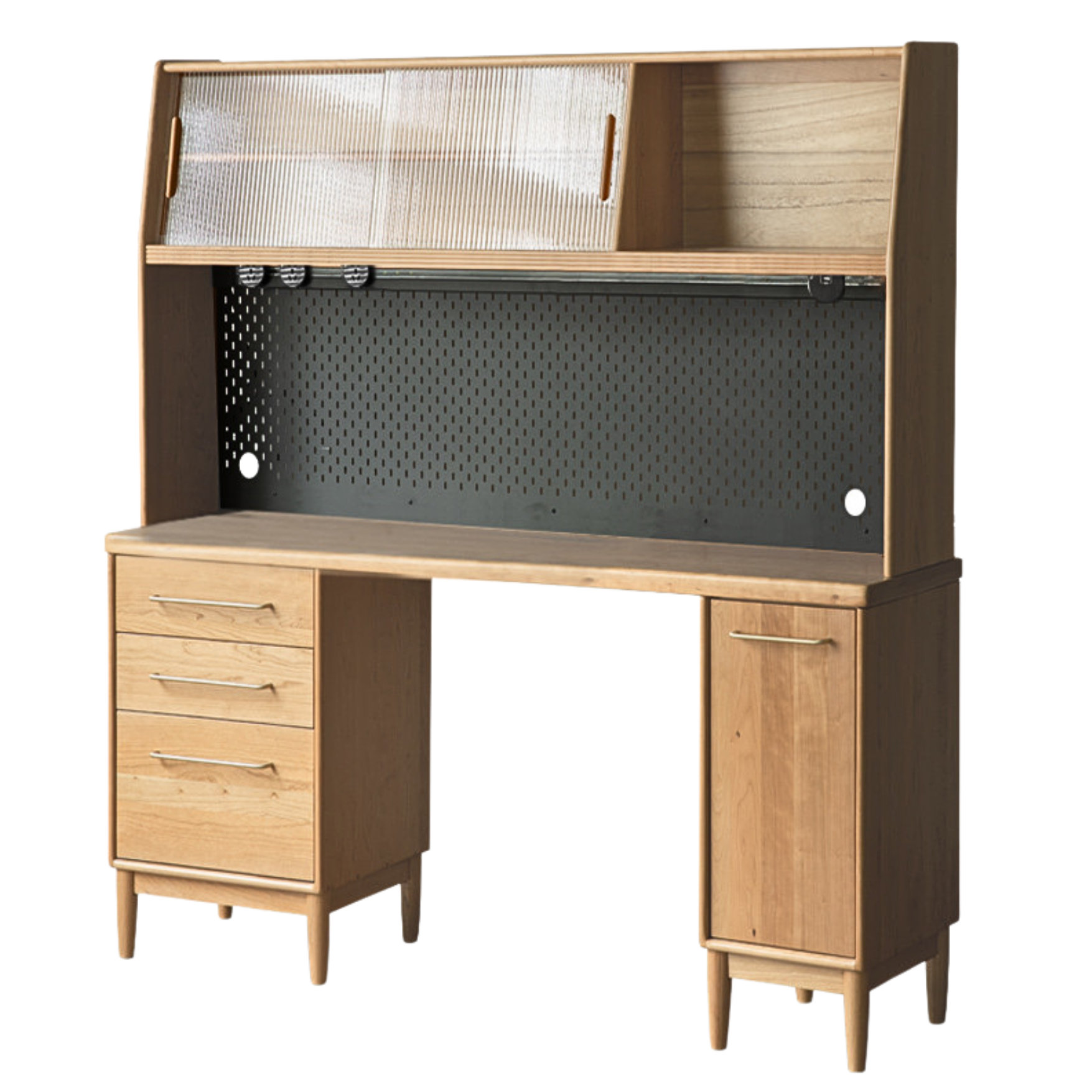 Cherry, Oak Solid Wood, Solid RubberWood Japanese Style Buffet Cabinet