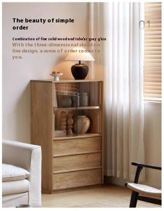 Oak Solid Wood Modern Side Cabinet.