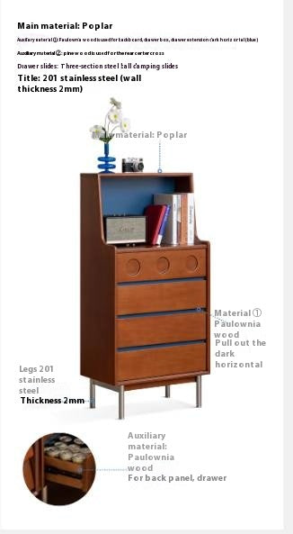 Poplar Solid Wood Middle-Age Edge Cabinet Storage.