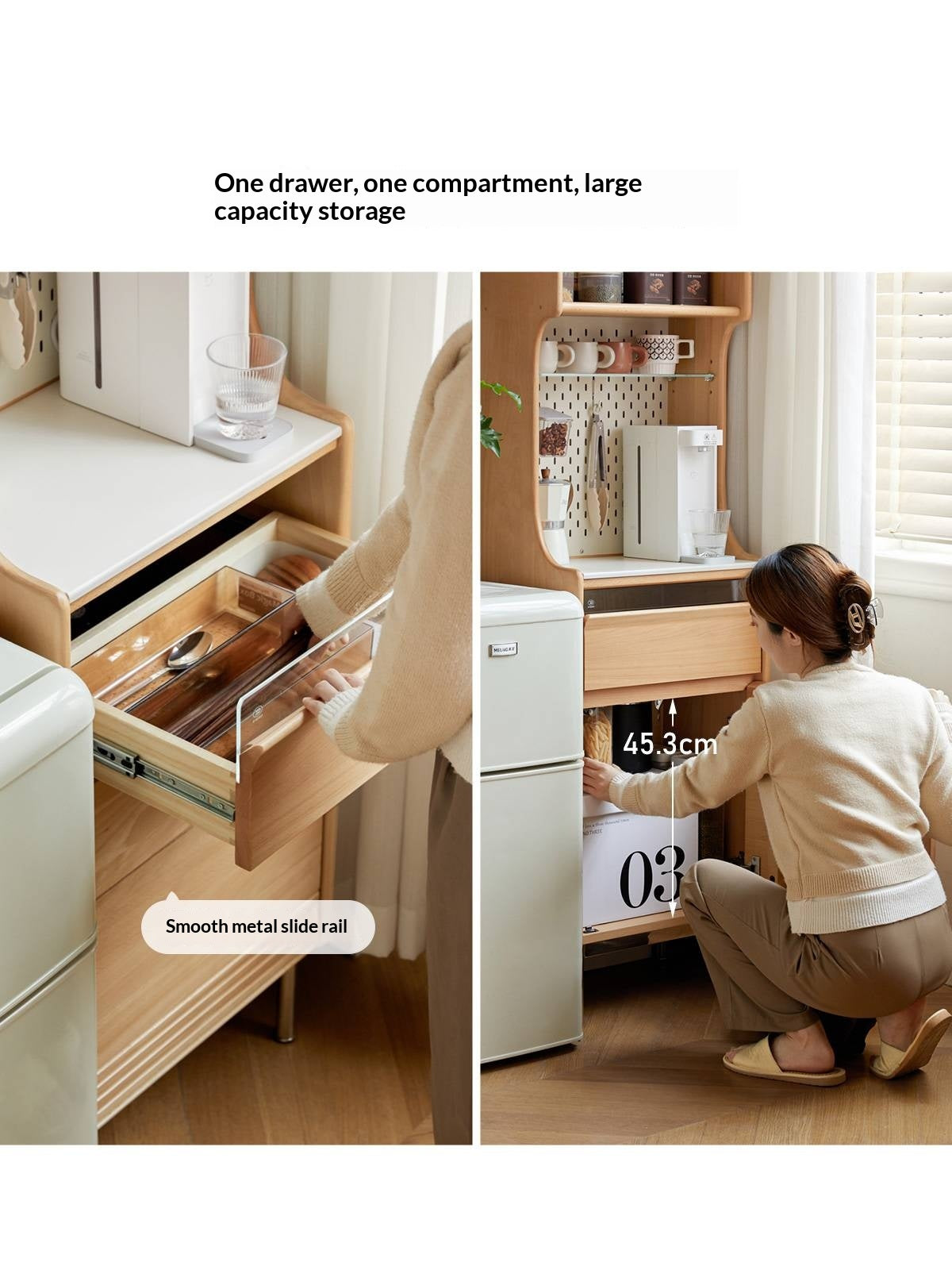 Beech Solid Wood Rock Board Dining Sideboard