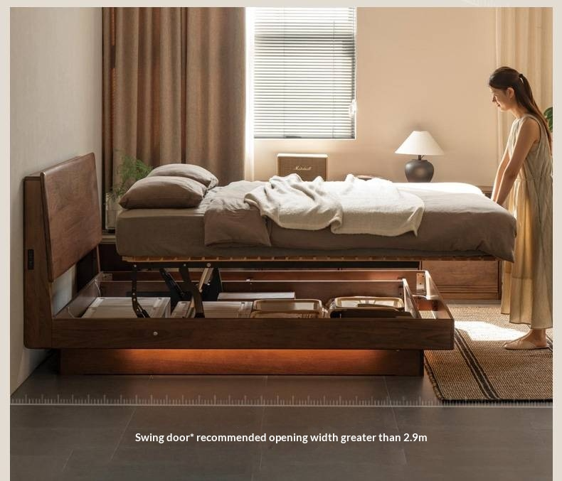 Black Walnut Solid Wood Italian Light Luxury Electric Suspended Box Bed