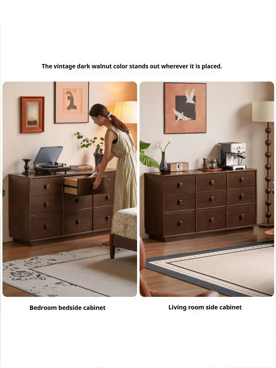 Poplar Solid Wood Retro Middle Ancient Style Drawer Cabinet