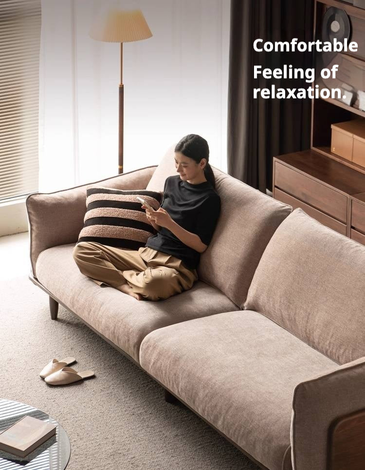 Black Walnut Solid Wood Fabric Sofa