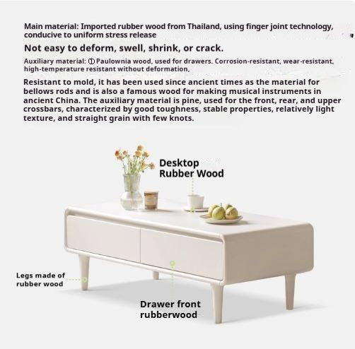 Rubber Wood Cream Coffee Table