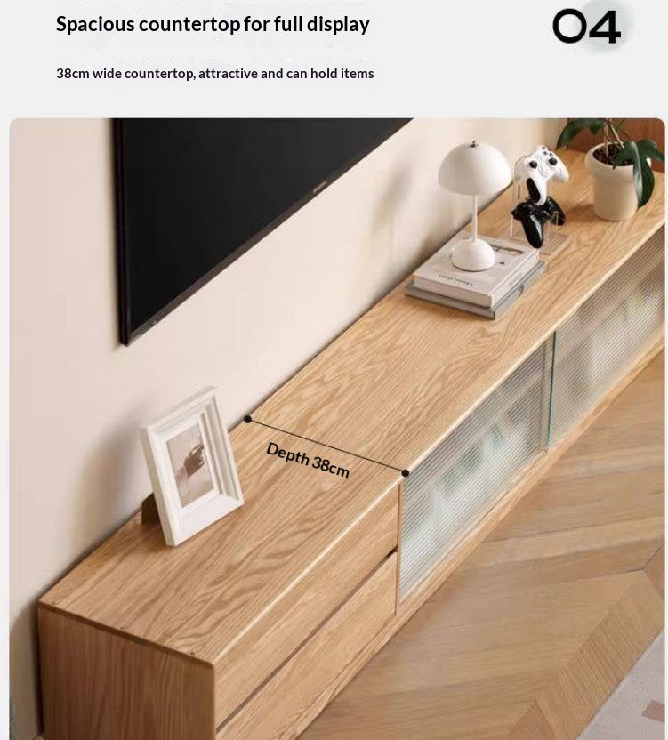 Solid RubberWood, Oak Solid Wood TV Cabinet Floor Combination,