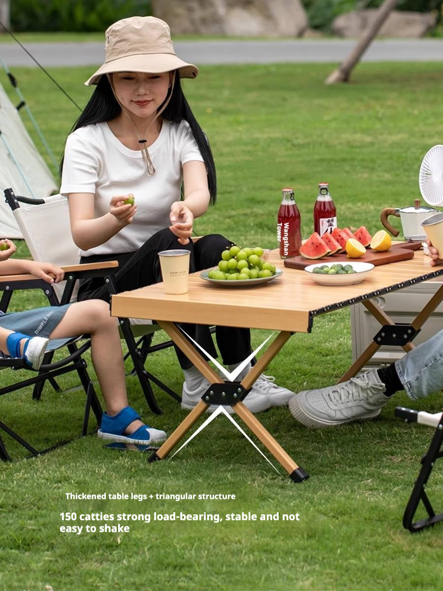 Aluminum alloy folding portable egg roll table