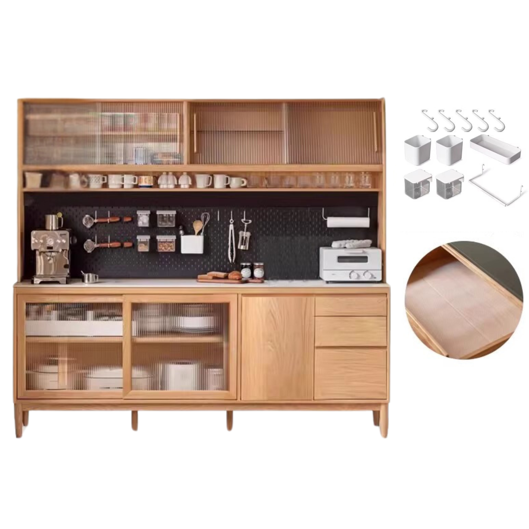 Oak, Ash Solid Wood Large Capacity Storage Sideboard