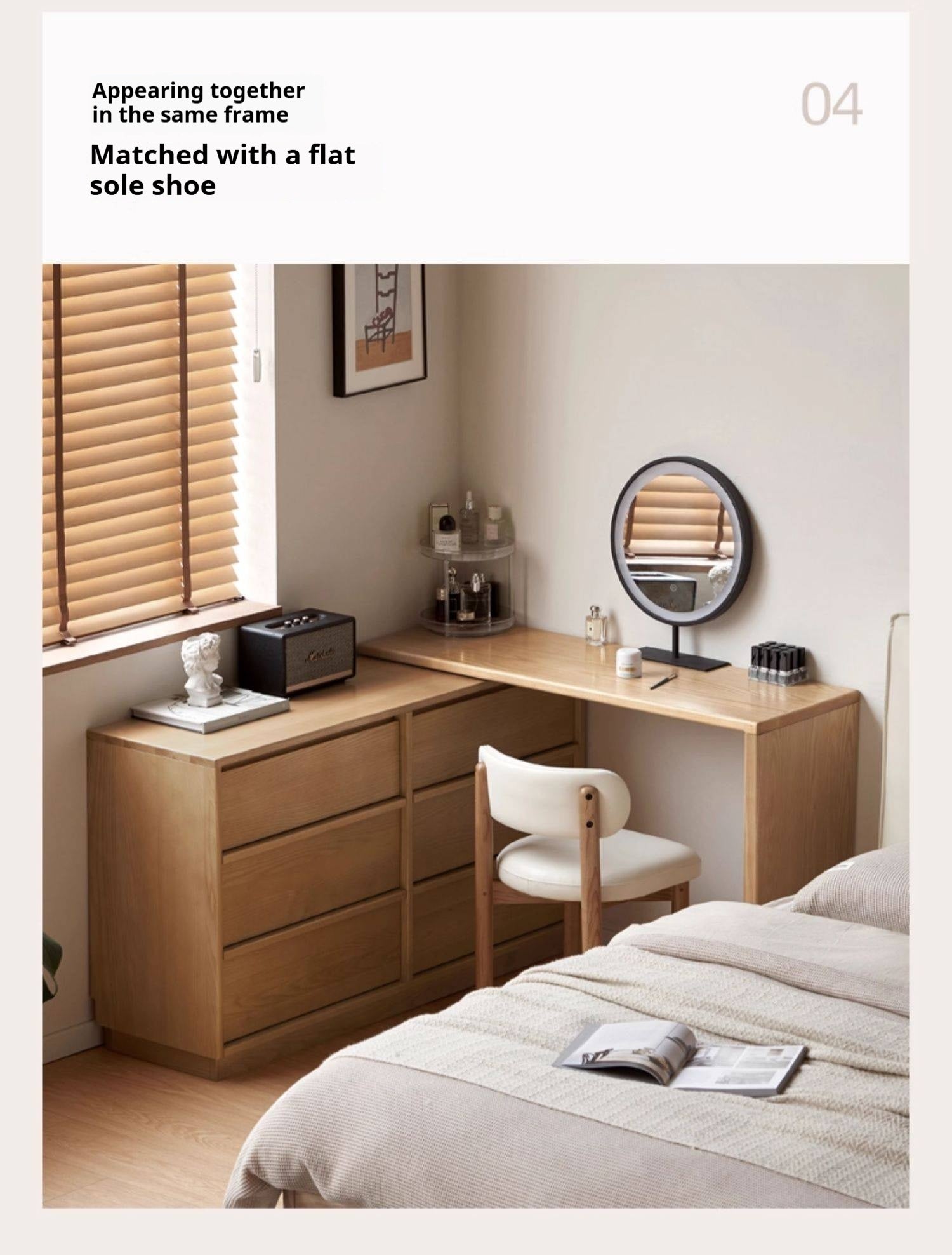 Ash, Oak Solid Wood Wabi-sabi Style Chest Of Drawers