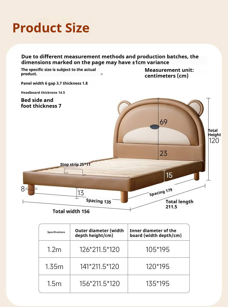 Organic Leather Children's Soft Bear Bed