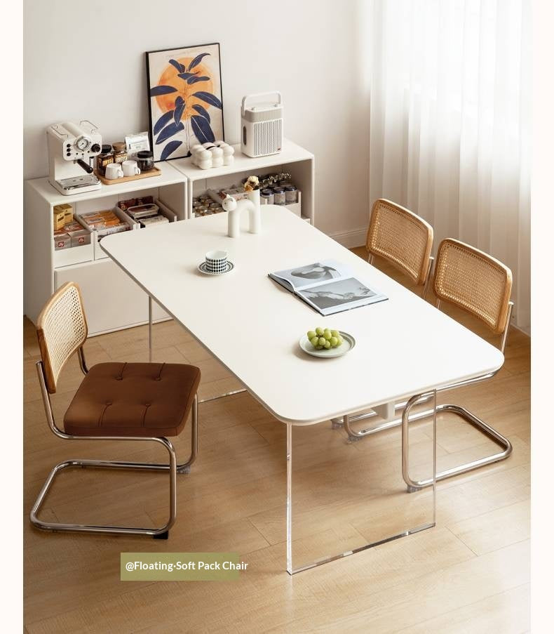 Solid Rubberwood Suspended Dining Table With Slate Top