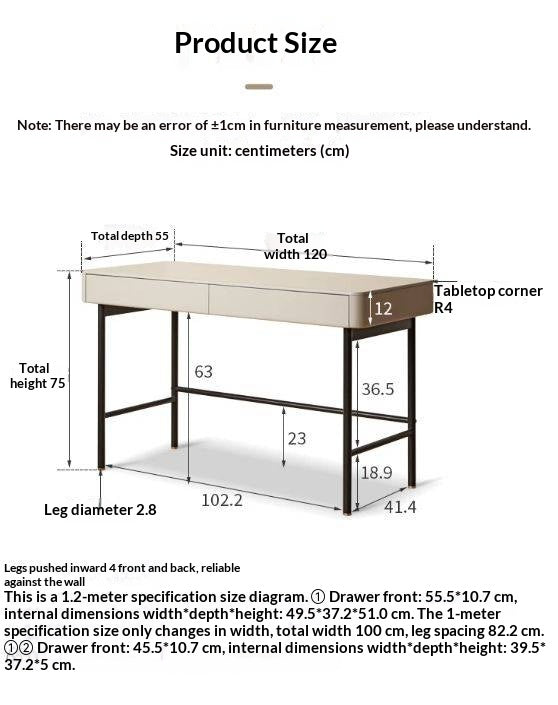 Solid RubberWood Wood Double-Draw Desk Light Luxury