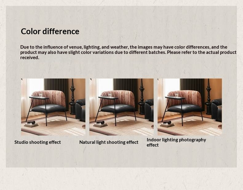 Modern Lounge Chair with Integrated Side Table, Upholstered Wraparound Accent Chair with Metal Frame