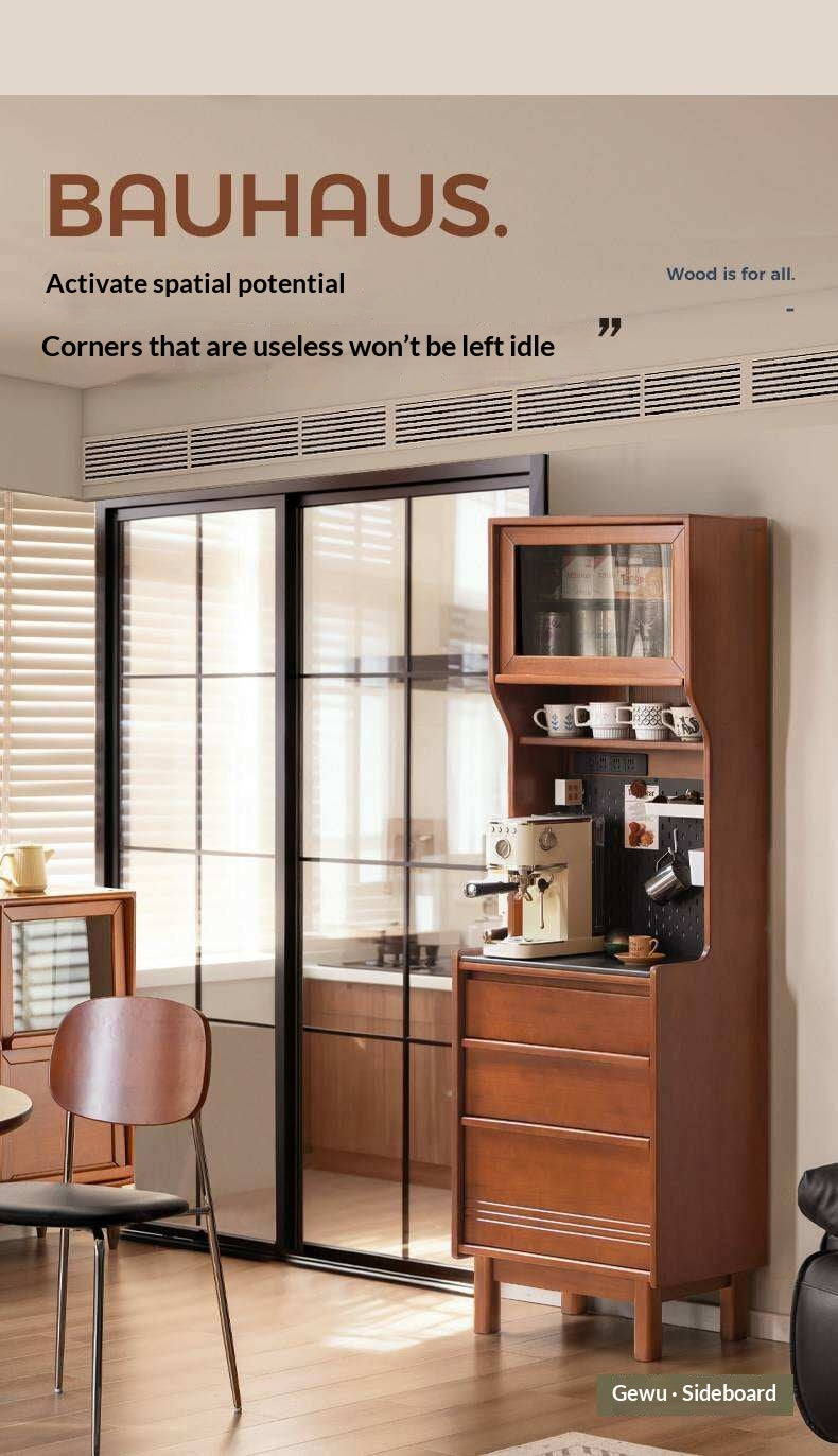 Poplar Solid Wood Vintage Style Sideboard with Dining Room Storage