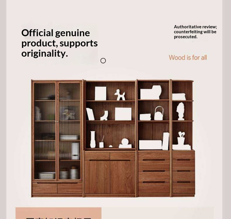 Oak Solid Wood Corner Floor-Standing Free Combination Bookshelf