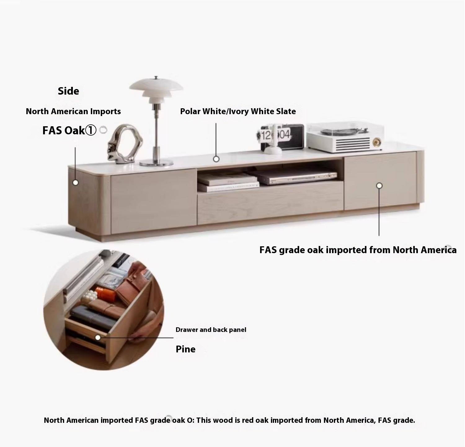 Oak, Tulip Tree, Poplar, Black Walnut Solid Wood TV Stand