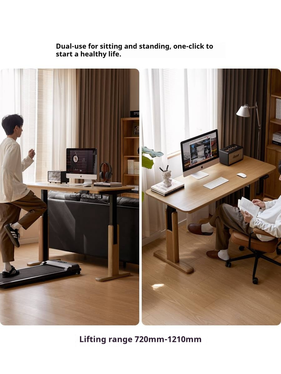 Oak Solid Wood Electric Lift Office Desk