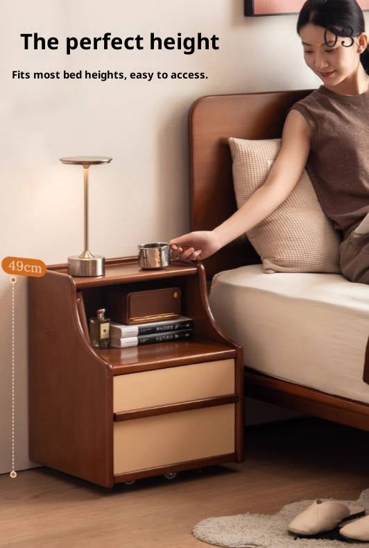 Poplar Solid Wood Movable Bauhaus Style Nightstand