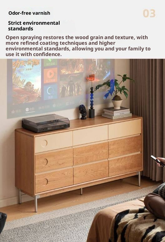 Cherry, Tulipwood Solid Wood Modern Minimalist Chest of Drawers