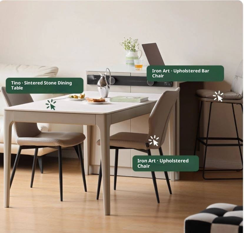 Tulipwood Solid Wood Light Luxury Rock Plate Island Dining Table, Dining Buffet