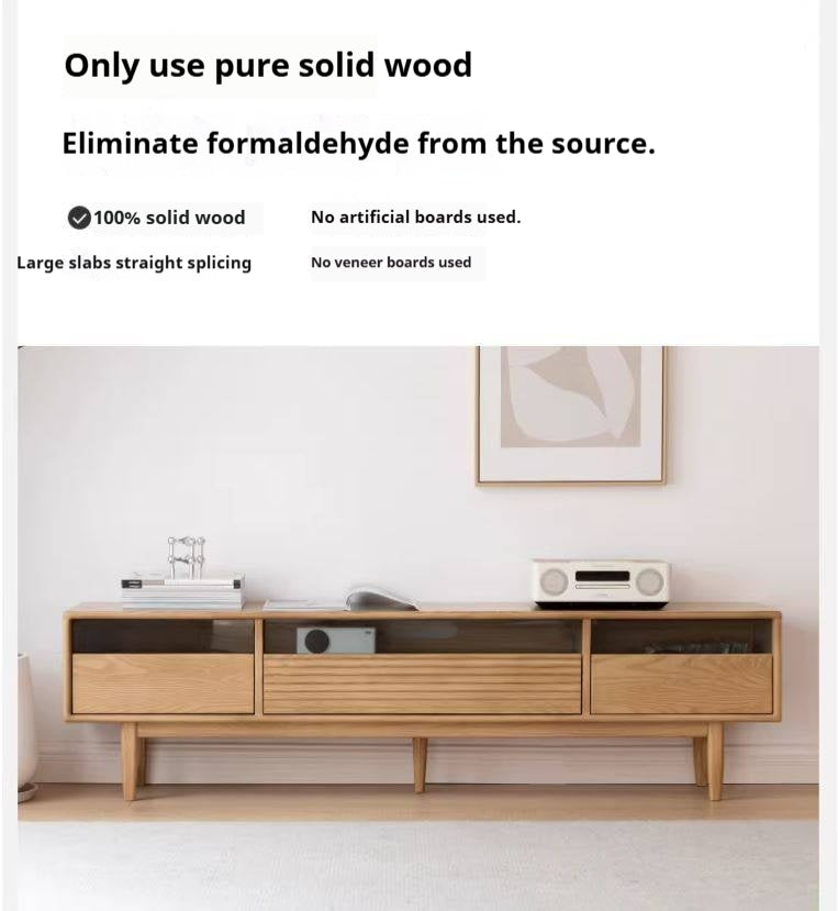 Ash Solid Wood Floor Modern Rock Board TV Cabinet.