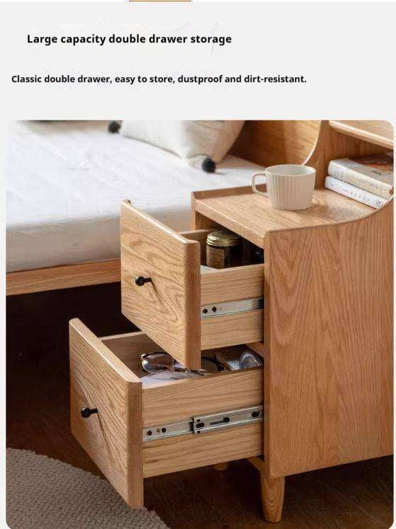 Oak, Ash Solid Wood, Solid Rubberwood Nightstand.