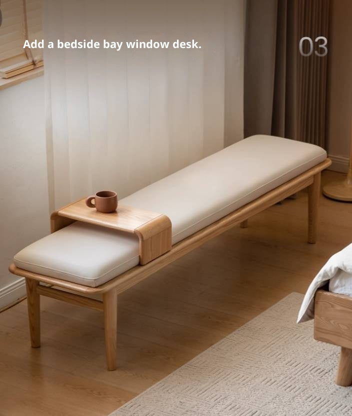 Oak Solid Wood Modern Long Soft Bench
