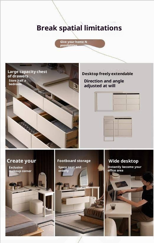 Solid Rubberwood White Cream Vanity Table