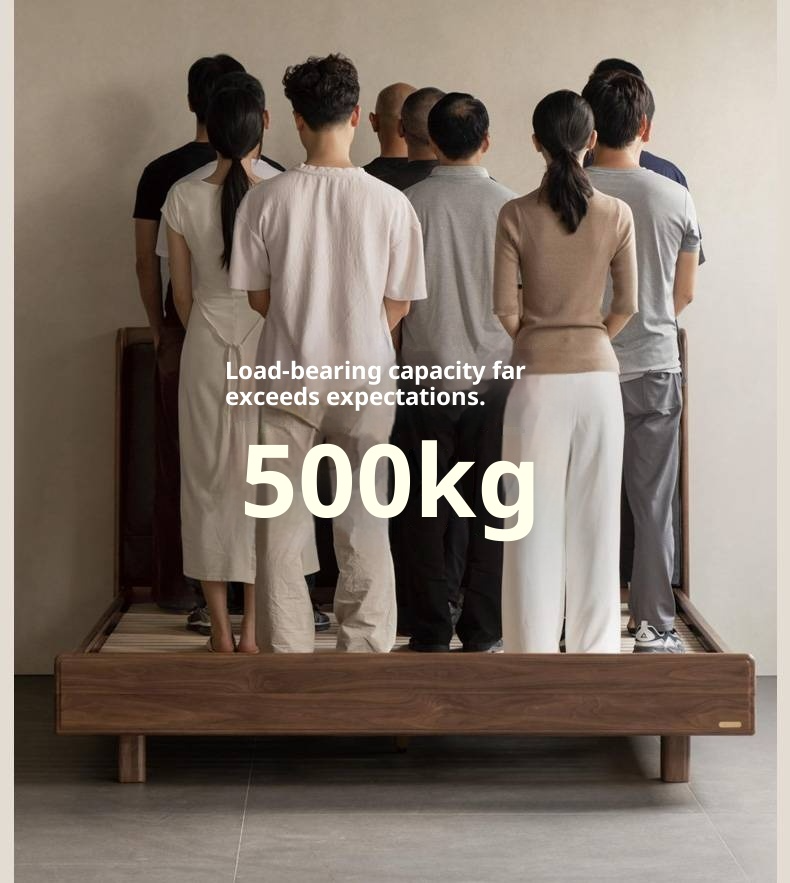 Black Walnut Solid Wood Italian Light Luxury Genuine Leather Soft Bed