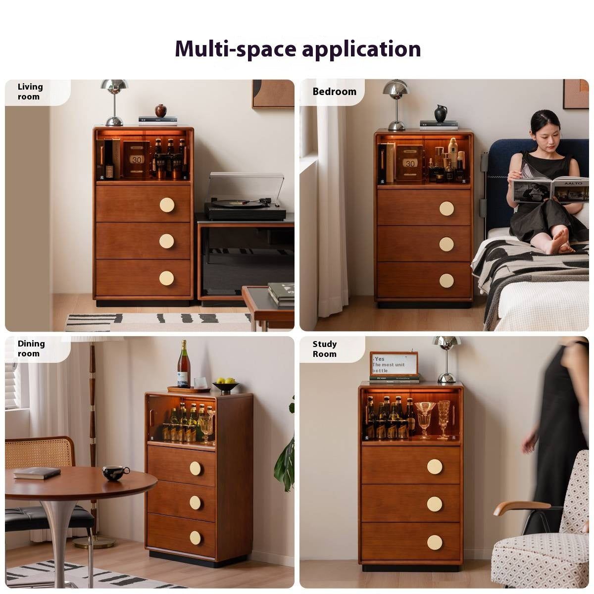 Poplar Solid Wood Middle Ages Side Cabinet.