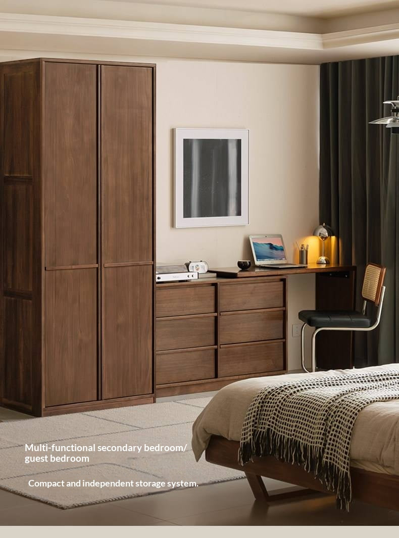 Black Walnut Solid Wood Italian Light Luxury Wardrobe