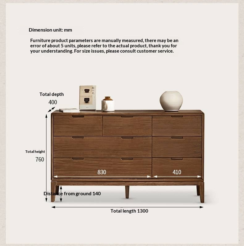 Ash Solid Wood Storage Cabinet Against the Wall