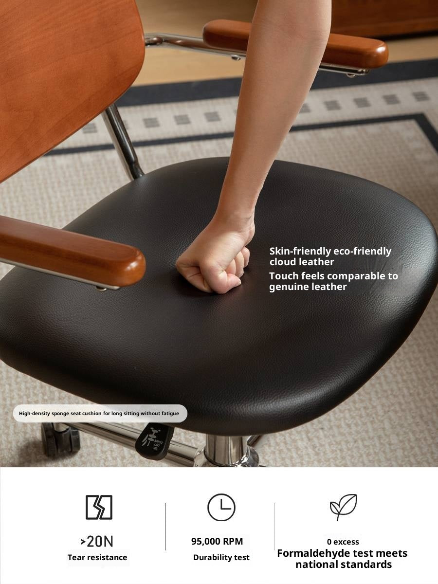 Beech Solid Wood Adjustable Office Chair, Bauhaus Style