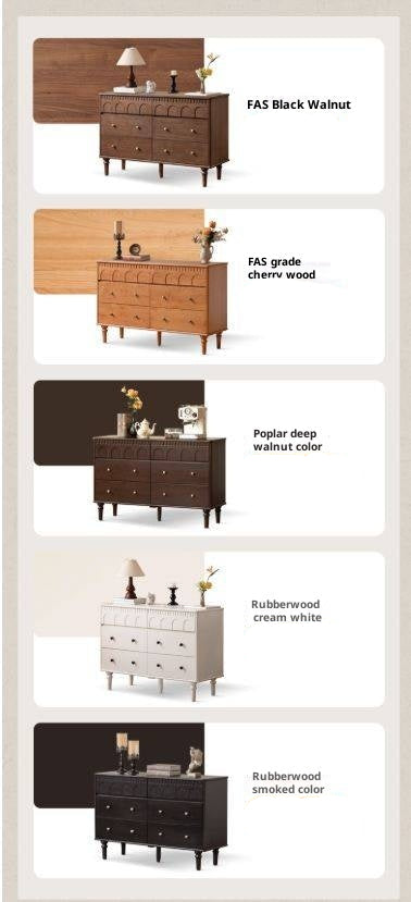 Poplar Solid Wood Medieval Style French Retro Six-Drawer Chest