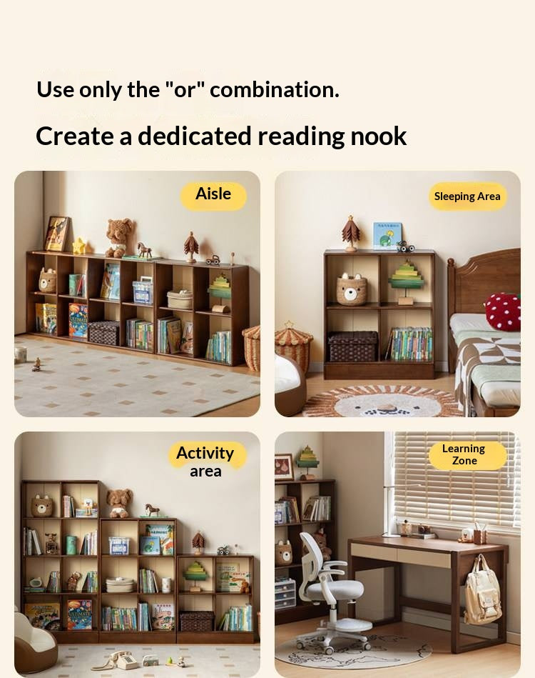 Solid Rubberwood Retro Style Children's Bookcase