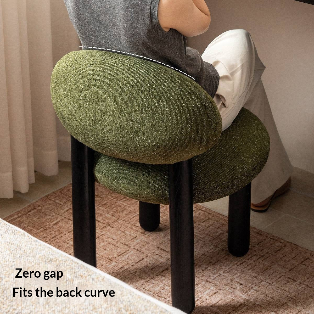Ash Solid Wood Pebble Chenille Accent Chair with Cylindrical Legs