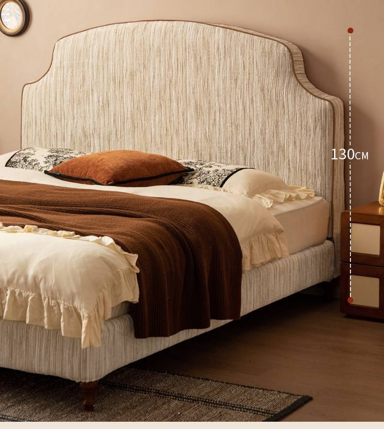 Fabric Soft Headboard Bed French Retro Style