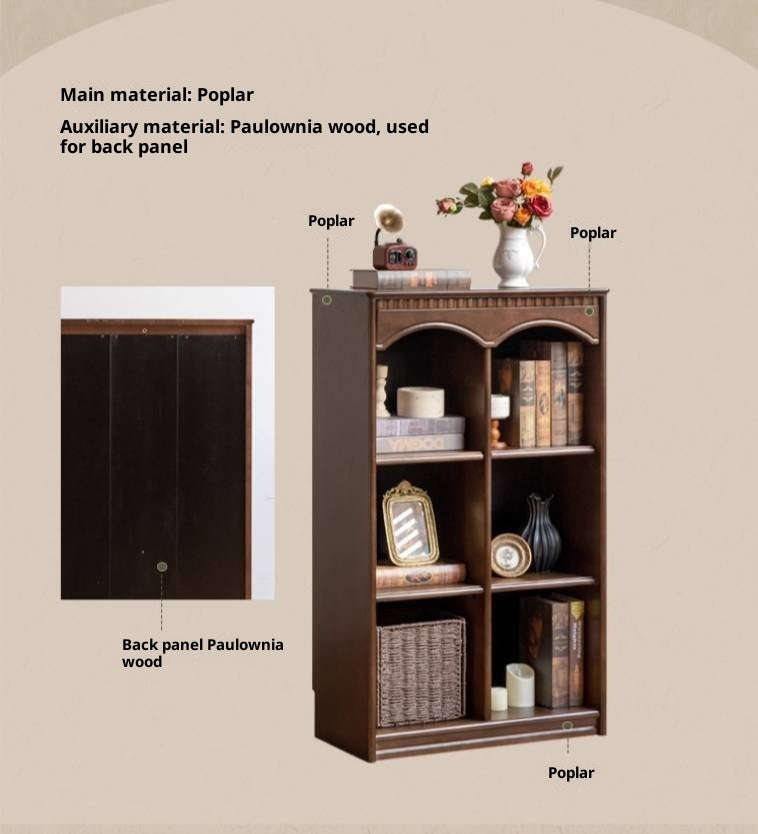 Poplar Solid Wood French Retro Side Cabinet